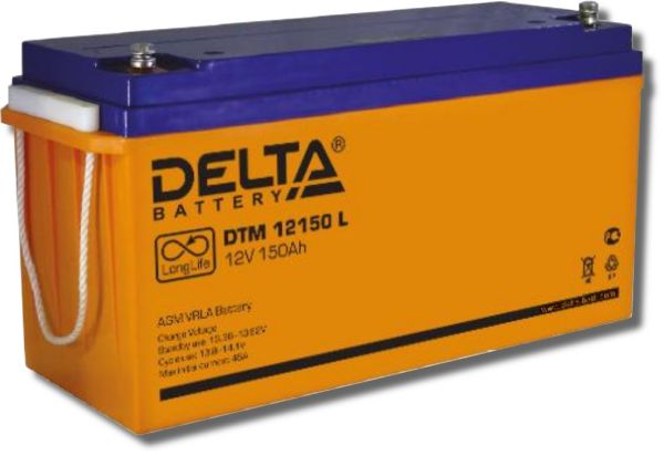 Аккумулятор для ИБП Delta Battery DTM 12150 L 150А/ч-12V для UPS EN40 болт прямая - 482x170x240
